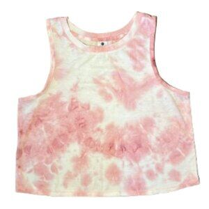 🌸 90 Degree by Reflex - Pink & White Tie Dye Cropped Tank – Size Medium 🌸